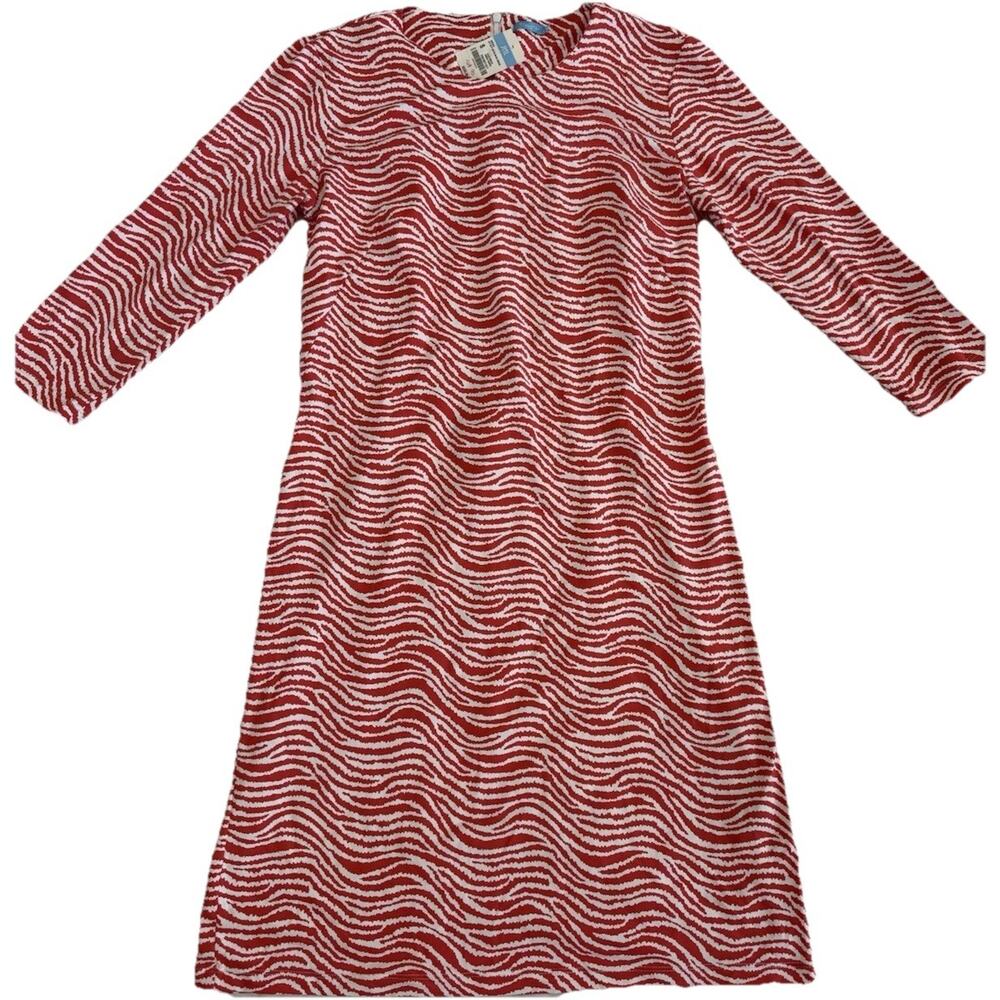 J. McLaughlin Sophia Rose White Radio Waves V-Neck Shift Dress S
